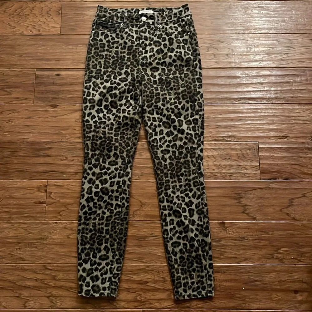 Good American Good Waist Crop Skinny Leopard Print Jeans Size 26